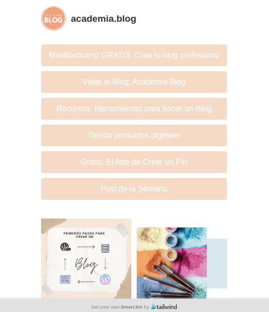 smartguidetailwind pagina smartbio ofrece tailwindapp perfil instagram academia blog