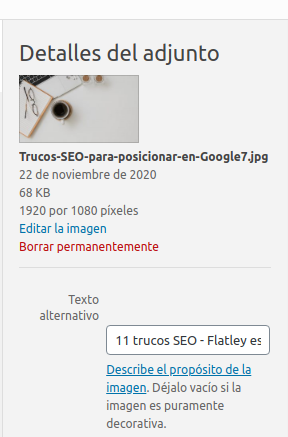 palabra clave en alt imagen