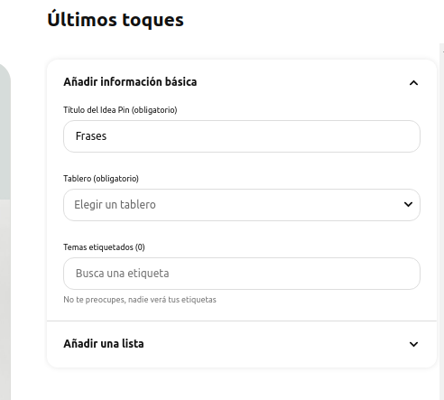 ultimos toques idea pin